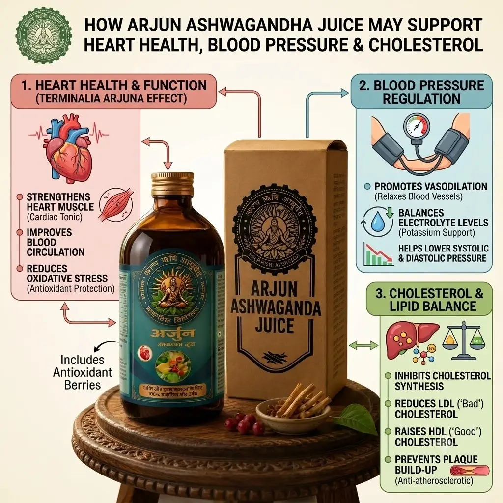 Arjun Ashwagandha Juice for High Blood Pressure & Cholesterol | Ayurvedic BP & Heart Care Juice