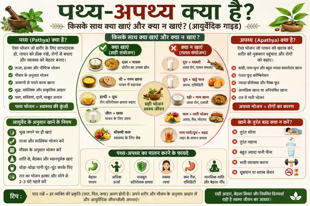पथ्य-अपथ्य क्या है किसके साथ क्या खाना चाहिए और क्या नहीं (Ayurvedic Food Guide)